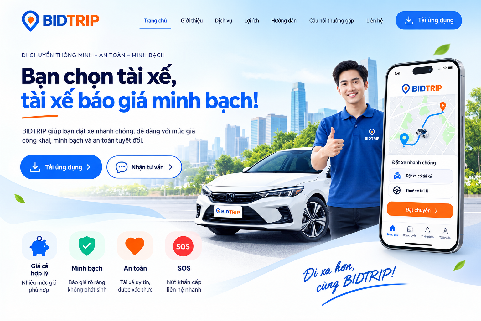 BIDTRIP - Bạn chọn tài xế, tài xế báo giá minh bạch