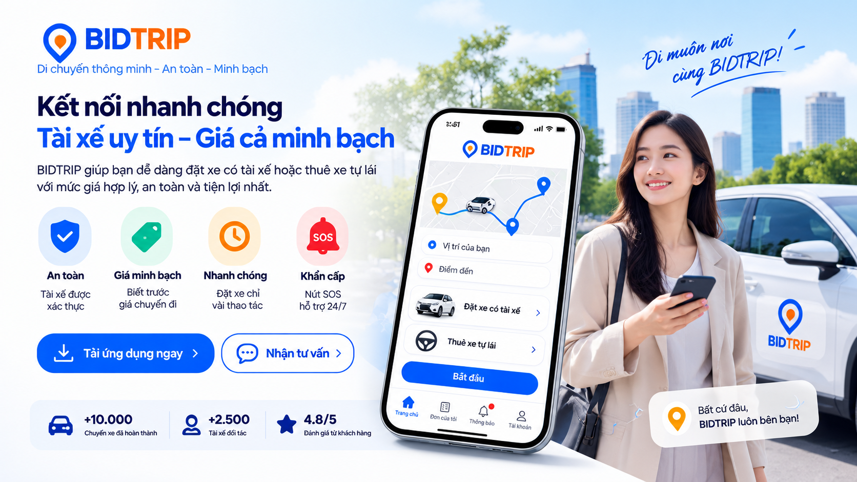 Ứng dụng BIDTRIP dành cho hành khách